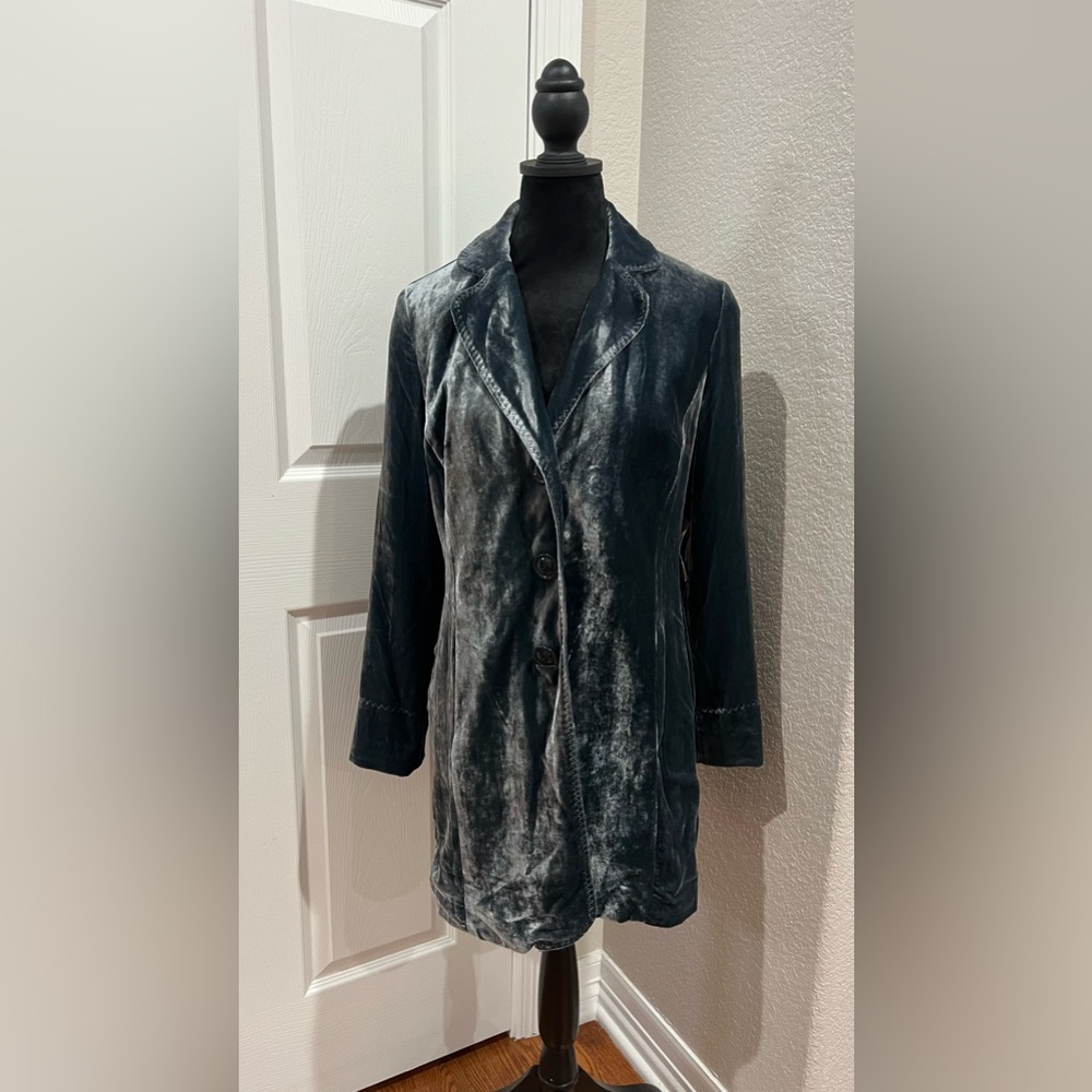 Coldwater Creek Velvet Jacket Womens Size 12P Romantic Long Luxe Blazer